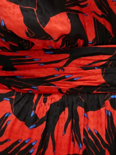 Diane Von Furstenberg Sai Tiered Hand-print Jacquard Midi Dress In Red