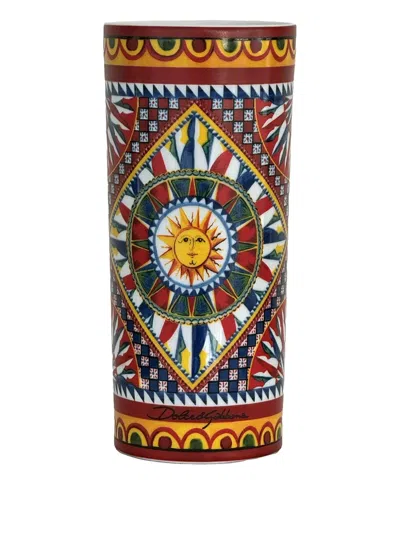Dolce & Gabbana Cart Patterned Vase (10 Cm X 23 Cm) In Multi