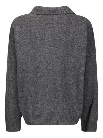 Beyou Cashmere Polo Sweater With V-neckline And Comfortable Fit In Gray