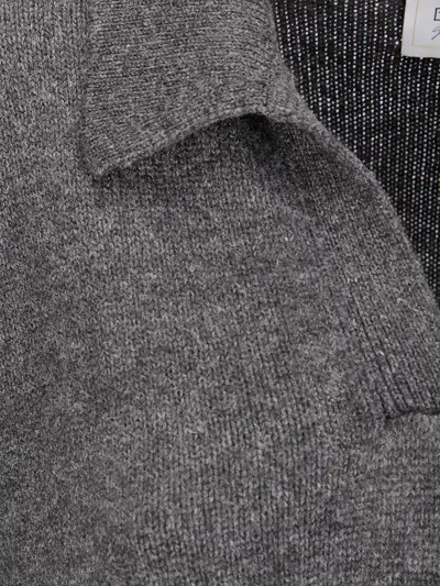 Beyou Cashmere Polo Sweater With V-neckline And Comfortable Fit In Gray