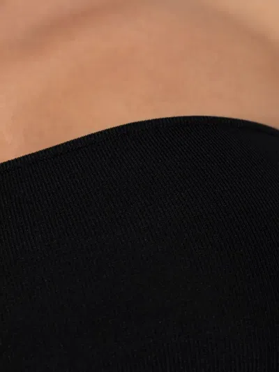 露肩罗纹中长连衣裙