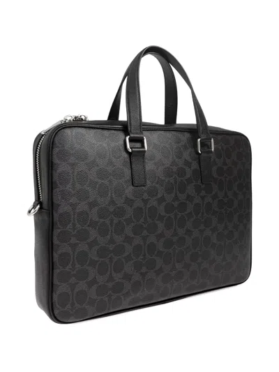 Coach Caden Zip Patterned Briefcase In Black