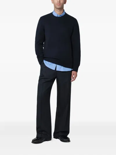 Soft Goat Navy Blue Cashmere Crewneck Sweater In Blue