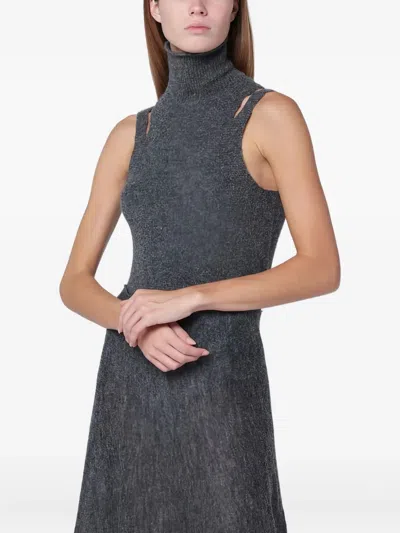 Roberto Collina Grey Cashmere Blend Turtleneck Top In Gray