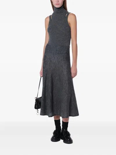 Roberto Collina Grey Cashmere Blend Turtleneck Top In Gray