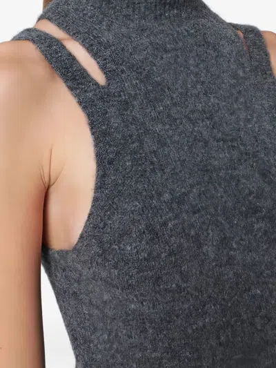 Roberto Collina Grey Cashmere Blend Turtleneck Top In Gray