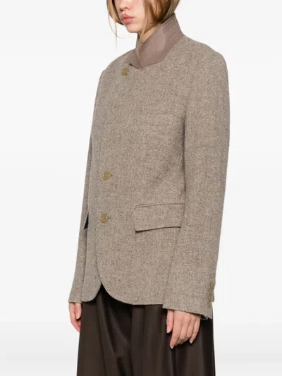 6397 Herringbone Blazer In Neutral