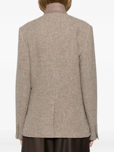 6397 Herringbone Blazer In Neutral