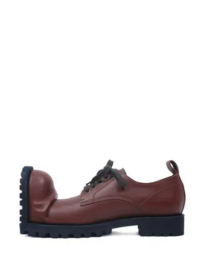 Comme Des Garçons Homme Deux Leather Derby Shoes In Burgundy