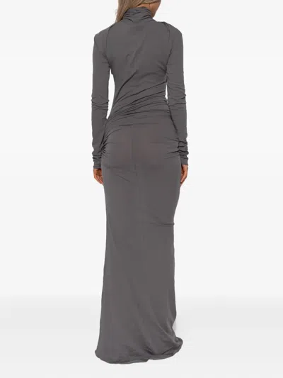 Entire Studios Long Draped Floor-length Dress In Gray