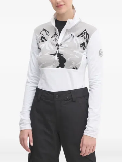 Ea7 Oberteil Mit Jacquardmuster In White