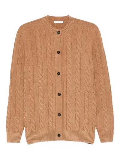 The Row Loneke Cable Knit Crewneck Cardigan In Multi