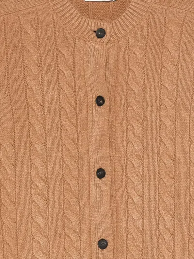 The Row Loneke Cable Knit Crewneck Cardigan In Multi