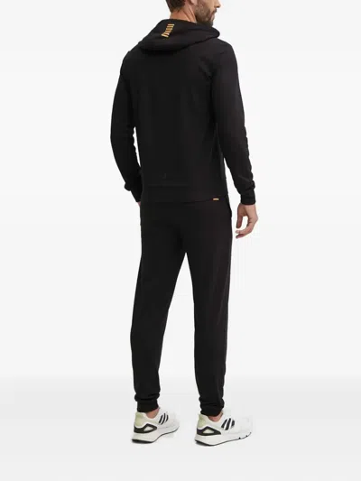 Ea7 Hooded Logo Jumpsuit In Black