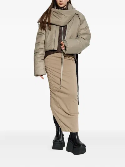 Rick Owens Drkshdw Pull On Pillar Drawstring Maxi Skirt In Brown