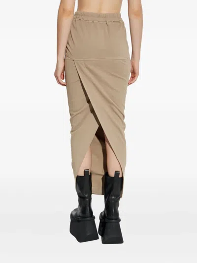 Rick Owens Drkshdw Pull On Pillar Drawstring Maxi Skirt In Brown