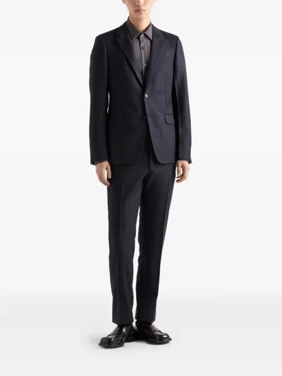 Prada Single-breasted Cashmere And Wool Suit In Blue