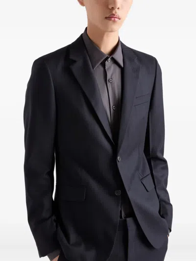 Prada Single-breasted Cashmere And Wool Suit In Blue