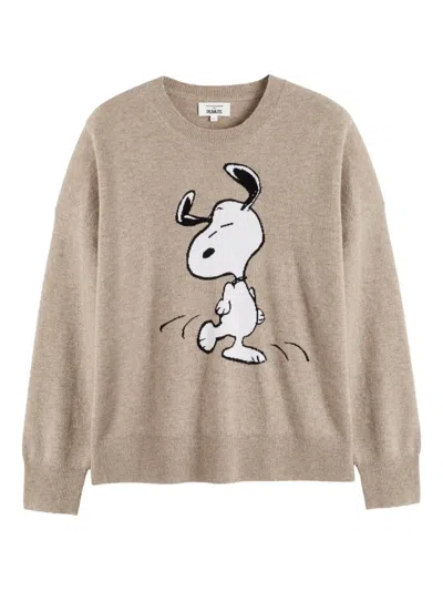 Chinti & Parker Wool-cashmere Dancing Snoopy Sweater In Neutral