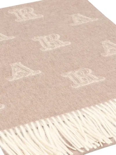 Max Mara Jacquard Frayed Scarf In Neutral