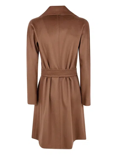 Max Mara Cles Belted Wool-blend Coat In Brown