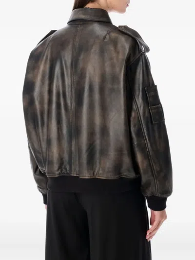 Sword 6.6.44 S.w.o.r.d 6.6.44 Brown Rub-off Leather Bomber In Brown