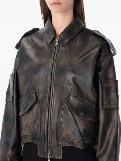 Sword 6.6.44 S.w.o.r.d 6.6.44 Brown Rub-off Leather Bomber In Brown