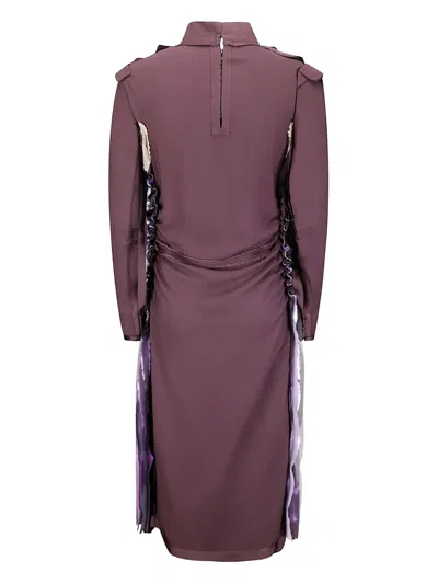 Maison Margiela Ruched Silk Dress With Deconstructed Design And Dual Zipper Details In Purple