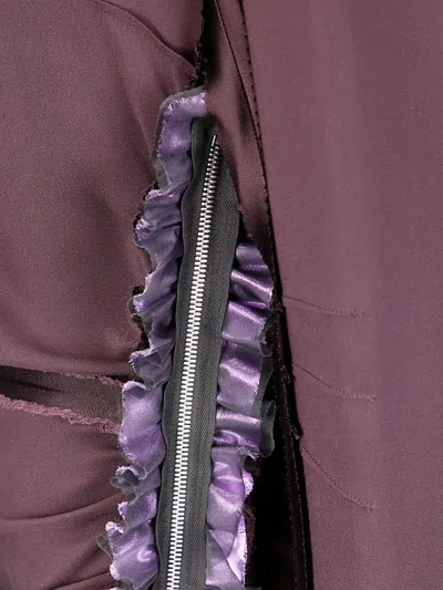 Maison Margiela Ruched Silk Dress With Deconstructed Design And Dual Zipper Details In Purple