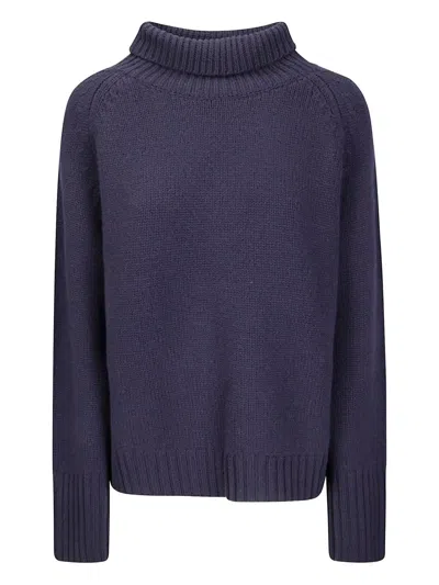 Be You Turtleneck Sweater With Side Slits And Short Fit In Blue