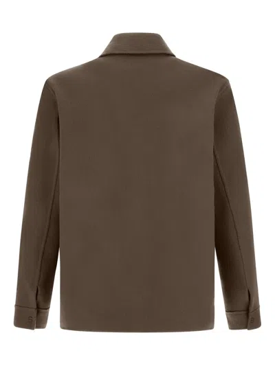 Herno Resort Shacket In Double Faced Pure Wool In Brown