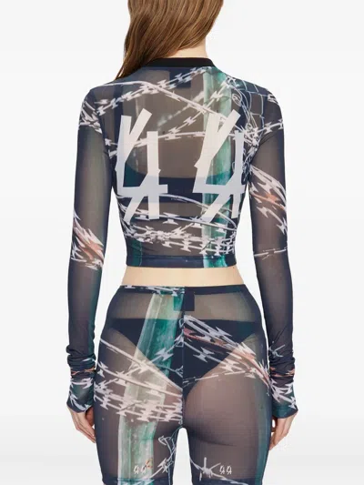 44 Label Group Long-sleeve Tulle Top In Multi