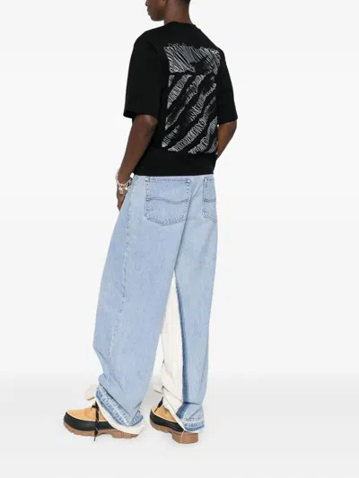 Off-white Diagonal Logo Cotton Graphic T-shirt In Black