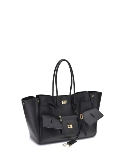 Balenciaga Medium Bel Air Leather Shoulder Bag In Blue