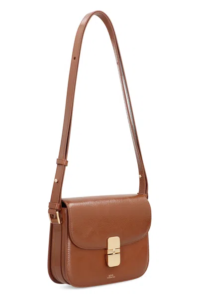 Apc A.p.c. Grace Small Foldover Top Crossbody Bag In Brown