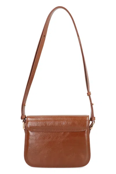 Apc A.p.c. Grace Small Foldover Top Crossbody Bag In Brown