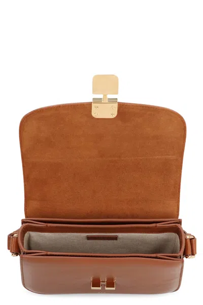 Apc A.p.c. Grace Small Foldover Top Crossbody Bag In Brown
