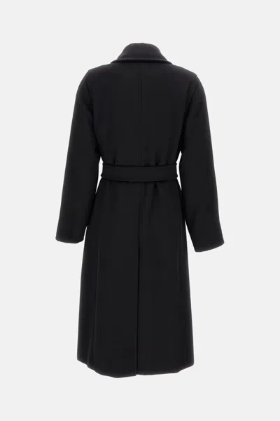 Max Mara Manuela Camel Sable Long Robe Coat In Black
