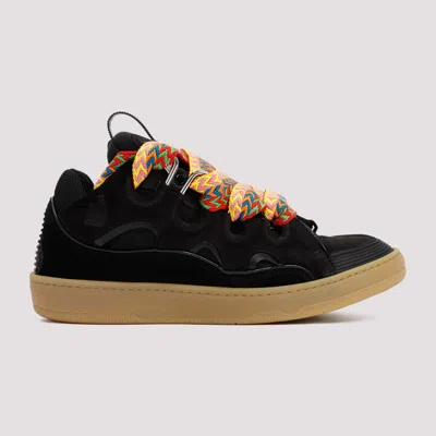 Lanvin Suede Leather Curb Sneakers In Multi