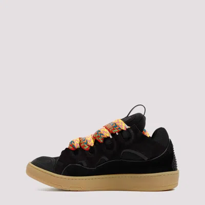 Lanvin Suede Leather Curb Sneakers In Multi