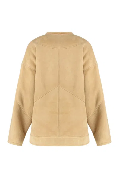 Halfboy Button Sheepskin Jacket In Sand