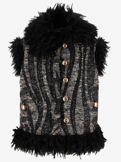 Pucci Wool Blend Vest With Abstract Print In Black