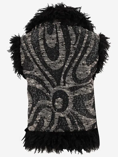 Pucci Wool Blend Vest With Abstract Print In Black