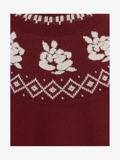 Magda Butrym Wool Sweater With Floral Pattern In Red