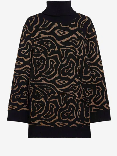 Pucci Embroidered Polyester Blend Oversize Sweater In Black