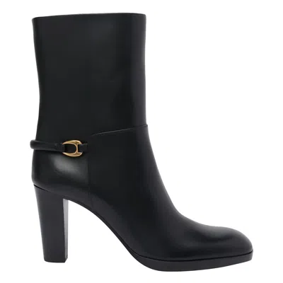 Saint Laurent Sulpice 80 Leather Ankle Boots In Black