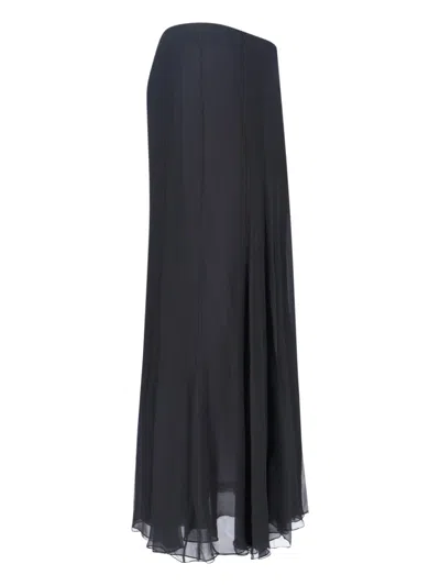 Chloé Maxi Skirt With Sheer Overlay And Flowy Design In Black