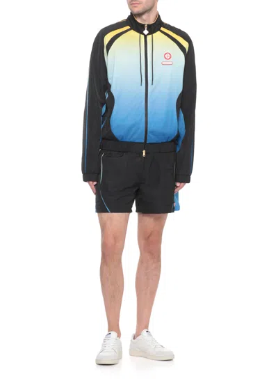 Casablanca Football Windbreaker Shorts In Black