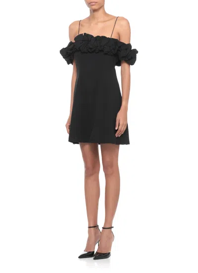 Rotate Birger Christensen Rotate Birgerchristensen Crepe A-line Mini Dress In Black