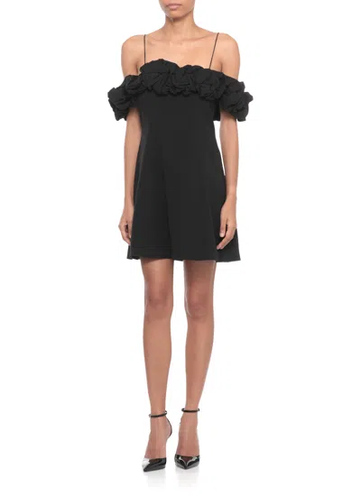 Rotate Birger Christensen Rotate Birgerchristensen Crepe A-line Mini Dress In Black